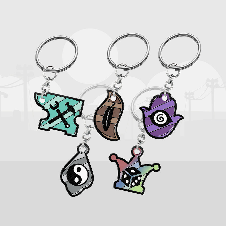 Mewgenics Lab Cat Class Collar Keychains
