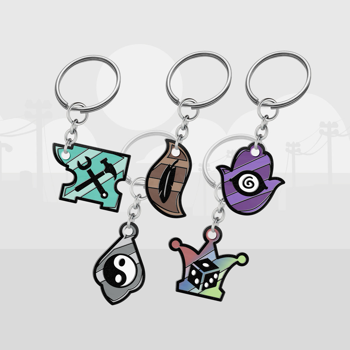 Mewgenics Lab Cat Class Collar Keychains