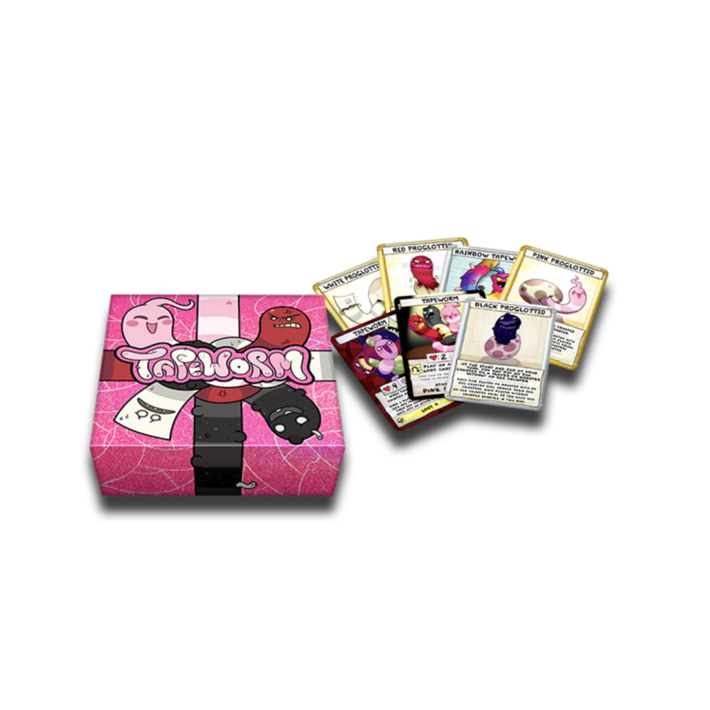 Tapeworm Board Game - 2024 Kickstarter Pink Box Edition w/ Four Souls Bonus Cards